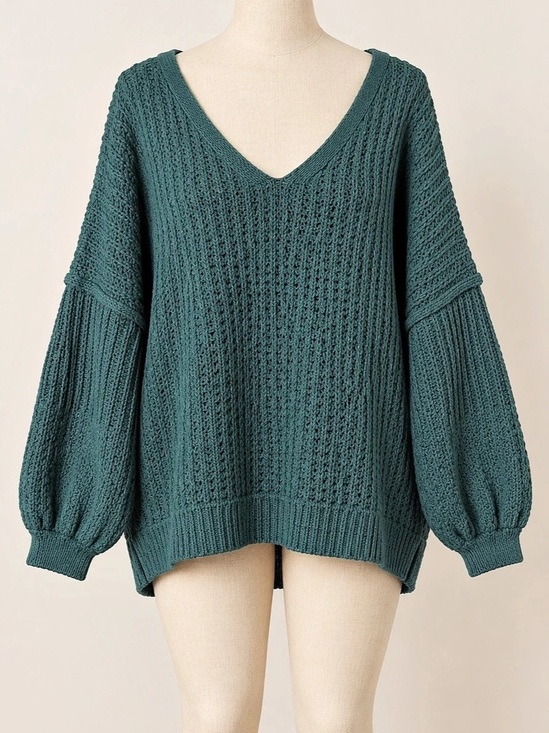 Maurices Sweaters - Maurices 3X Wayfarer Chenille Teal V Neck Blouson Sleeve Sweater Plus Size